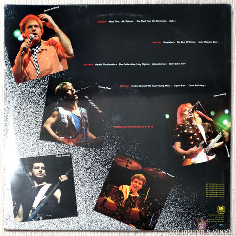 Styx ‎– Caught In The Act Live vinyl record back cover