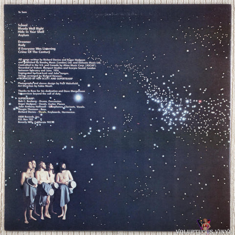 Supertramp – Crime Of The Century vinyl record back cover