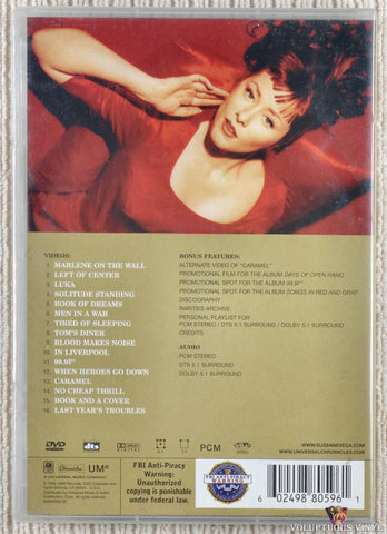 Suzanne Vega – Retrospective: The Videos Of Suzanne Vega DVD back cover