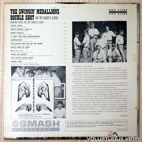 Swingin' Medallions ‎– Double Shot (Of My Baby's Love) - Vinyl Record - Back Cover