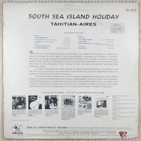 Tahitian-Aires ‎– South Sea Island Holiday vinyl record back cover