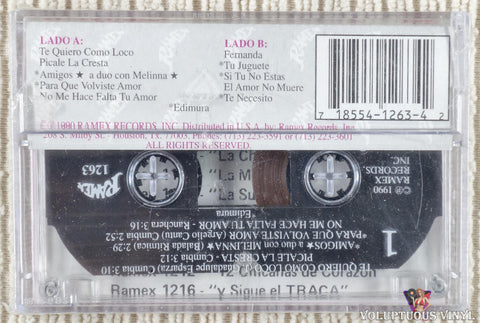 Tam Y Tex – Loco Enamorado cassette tape back cover