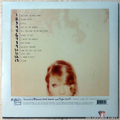 Taylor Swift ‎– 1989 vinyl record back cover
