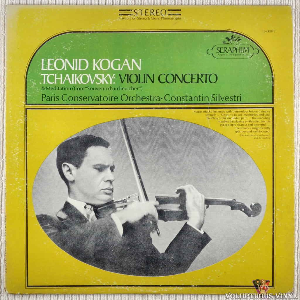 Tchaikovsky, Leonid Kogan, Paris Conservatoire Orchestra, Constantin Silvestri – Violin Concerto & Meditation vinyl record front cover