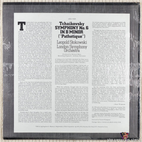 Tchaikovsky, Leopold Stokowski, London Symphony Orchestra – Symphony No. 6 ["Pathetique"] vinyl record back cover