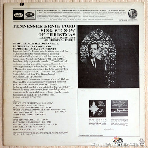 Tennessee Ernie Ford ‎– Sing We Now Of Christmas - Vinyl Record - Back Cover