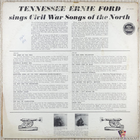 Tennessee Ernie Ford – Tennessee Ernie Ford Sings Civil War Songs Of The North vinyl record back cover