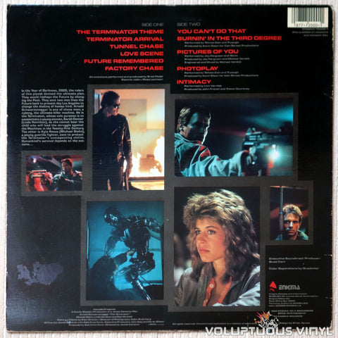 Various ‎– The Terminator Original Soundtrack - Vinyl Record - Back Cover