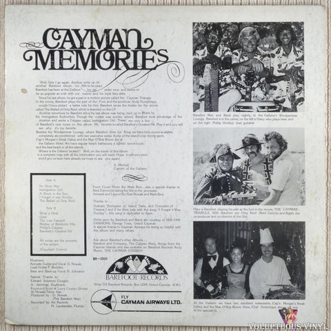 The Barefoot Man And Band ‎– Cayman Memories vinyl record back cover