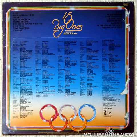 The Beach Boys ‎– 15 Big Ones vinyl record back cover