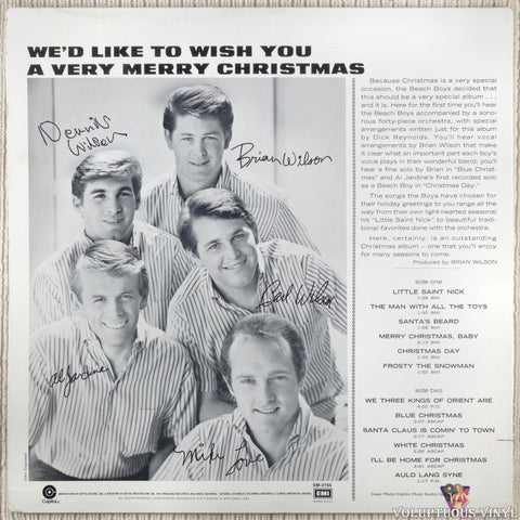 The Beach Boys ‎– The Beach Boys' Christmas Album vinyl record back cover