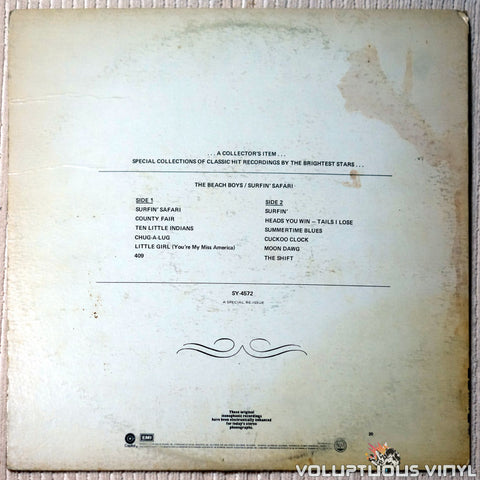 The Beach Boys ‎– Surfin' Safari vinyl record back cover
