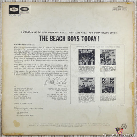 The Beach Boys ‎– The Beach Boys Today! vinyl record back cover