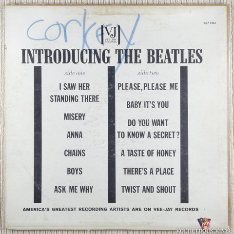 The Beatles – Introducing... The Beatles vinyl record back cover