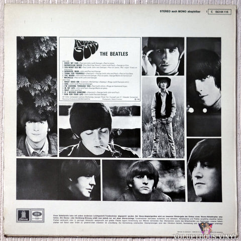 The Beatles ‎– Rubber Soul vinyl record back cover