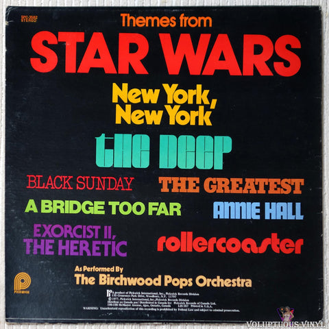 The Birchwood Pops Orchestra ‎– Themes From Star Wars, New York, New York, The Deep & Other Great Movie Hits vinyl record back cover