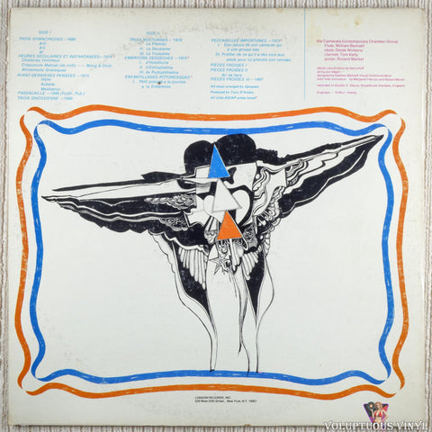 The Camarata Contemporary Chamber Group, Erik Satie – The Music Of Eric Satie: The Velvet Gentleman vinyl record back cover