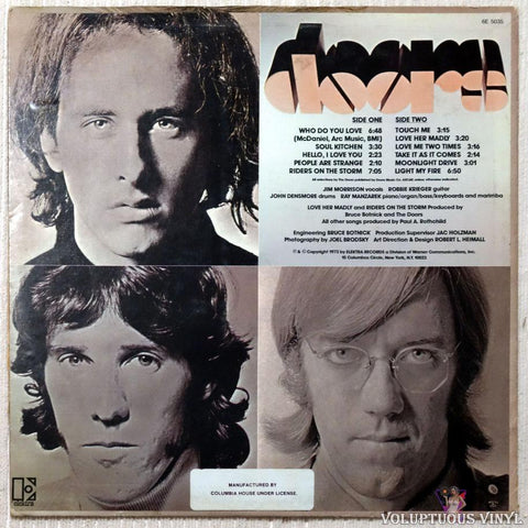 The Doors ‎– The Best Of The Doors vinyl record back cover
