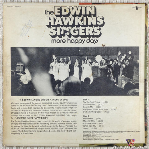 The Edwin Hawkins Singers – More Happy Days vinyl record back cover
