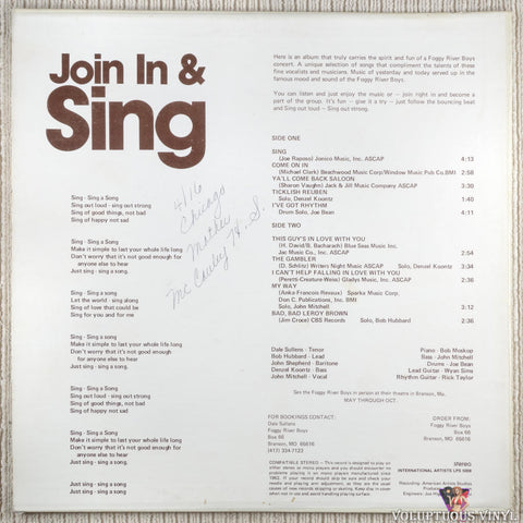 The Foggy River Boys – Album 8: Sing vinyl record back cover