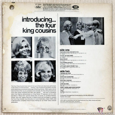 The Four King Cousins ‎– Introducing... vinyl record back cover