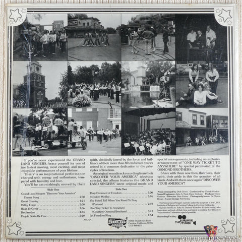 The Grand Land Singers – Discover Your America vinyl record back cover