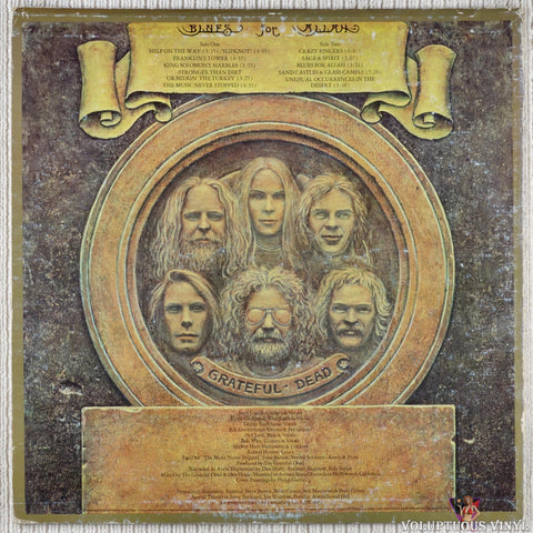 The Grateful Dead ‎– Blues For Allah vinyl record back cover