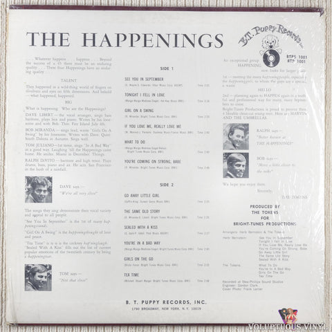 The Happenings – The Happenings vinyl record back cover