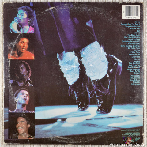 The Jacksons – Live vinyl record back cover