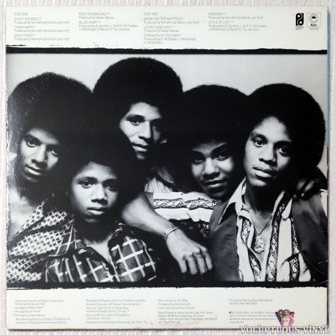 The Jacksons ‎– The Jacksons vinyl record back cover
