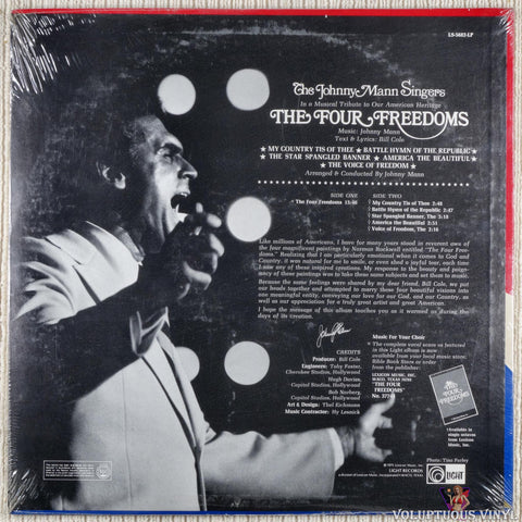 The Johnny Mann Singers – The Four Freedoms vinyl record back cover