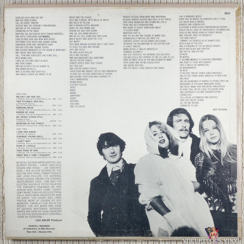 The Mamas & The Papas – The Mamas & The Papas vinyl record back cover