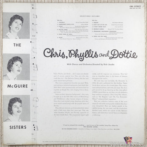 The McGuire Sisters – Chris, Phyllis And Dottie vinyl record back cover