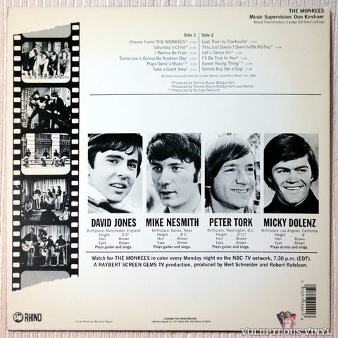 The Monkees ‎– The Monkees vinyl record back cover