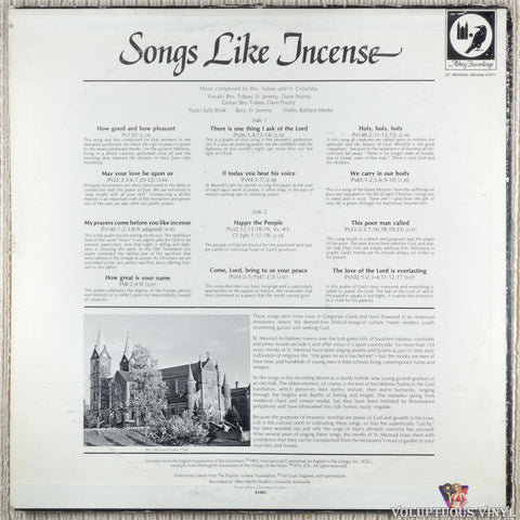 The Monks Of Saint Meinrad Archabbey – Songs Like Incense vinyl record back cover