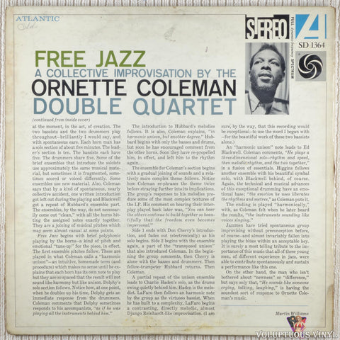 The Ornette Coleman Double Quartet – Free Jazz vinyl record back cover