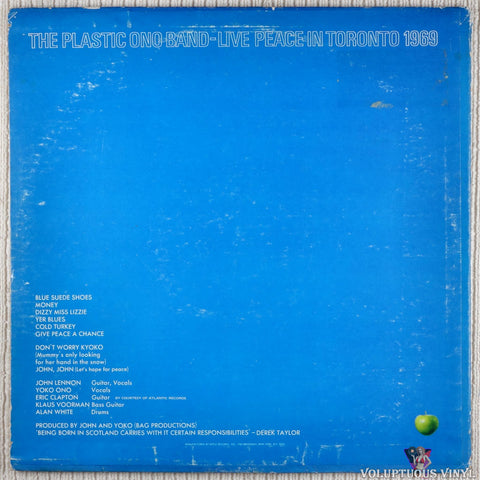 The Plastic Ono Band ‎– Live Peace In Toronto 1969 vinyl record back cover