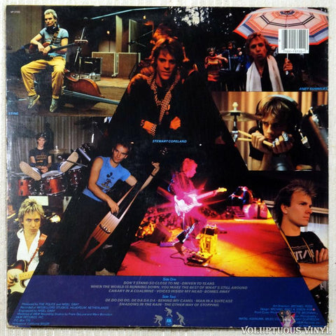 The Police ‎– Zenyatta Mondatta vinyl record back cover