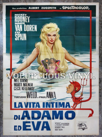 The Private Lives Of Adam And Eve (1960) - Italian 4F - Mamie Van Doren Skinny Dipping! film poster