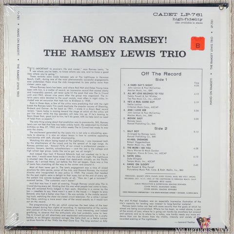 The Ramsey Lewis Trio ‎– Hang On Ramsey! vinyl record back cover