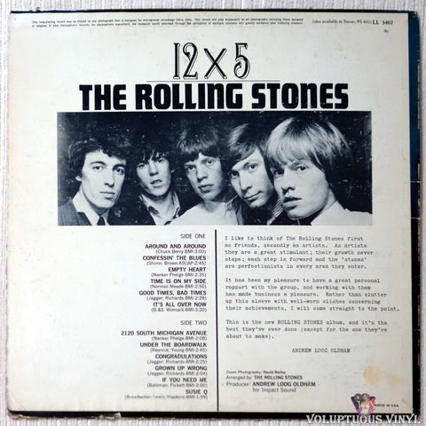 The Rolling Stones ‎– 12 X 5 vinyl record back cover