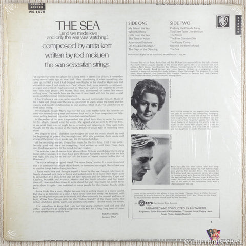The San Sebastian Strings, Anita Kerr, Rod McKuen – The Sea vinyl record back cover