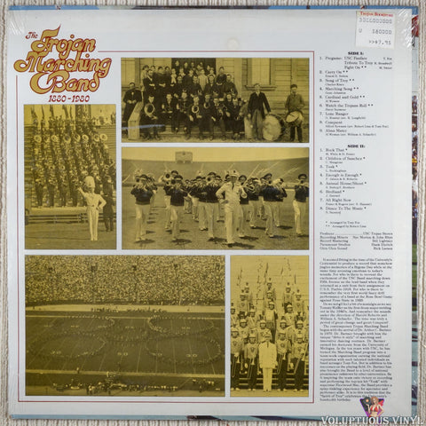 The U.S.C. Trojan Marching Band ‎– The Trojan Marching Band 1880-1980 vinyl record back cover