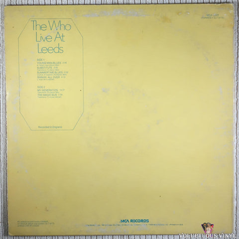 The Who ‎– Live At Leeds vinyl record back cover