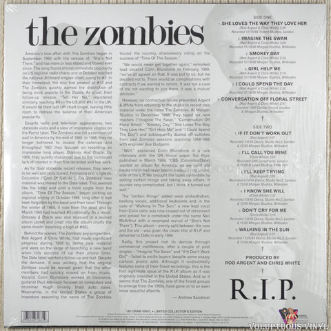 The Zombies ‎– R.I.P. vinyl record back cover