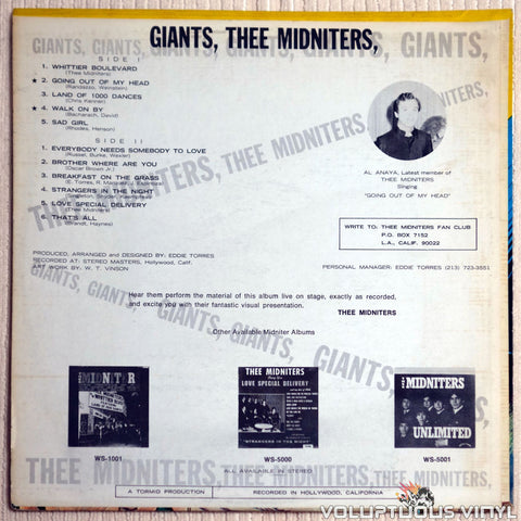 Thee Midniters ‎– Giants - Vinyl Record - Back Cover
