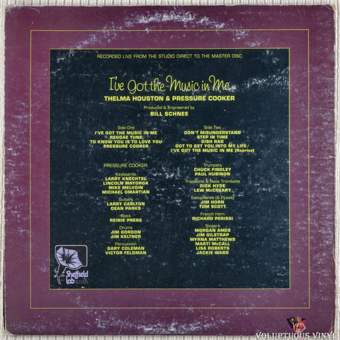 Thelma Houston & Pressure Cooker – I've Got The Music In Me vinyl record back cover