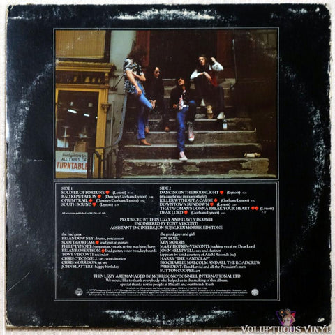 Thin Lizzy ‎– Bad Reputation vinyl record back cover