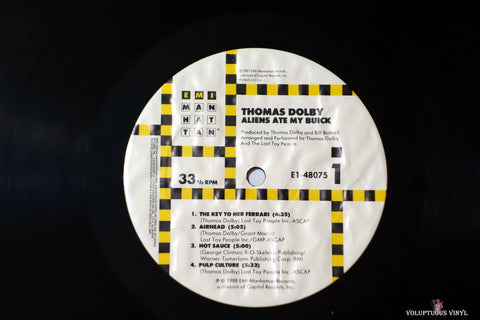 Thomas Dolby ‎– Aliens Ate My Buick vinyl record label