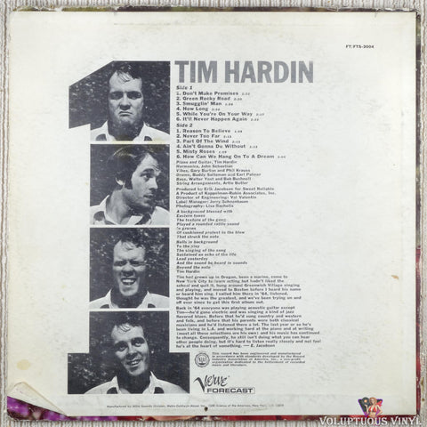 Tim Hardin ‎– Tim Hardin 1 vinyl record back cover